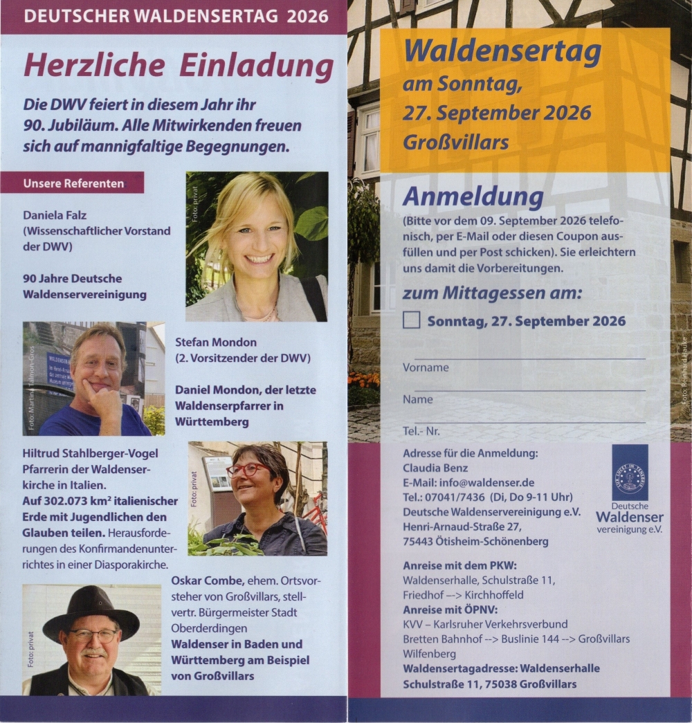 Deutscher Waldensertag 2026 Großvillars Deutscher Waldensertag 2026 Großvillars
