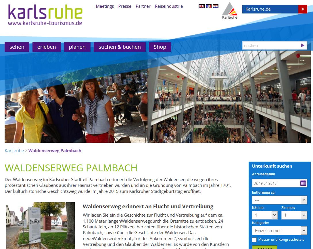 Waldenserweg Palmbach bei Karlsruhe-Tourismus