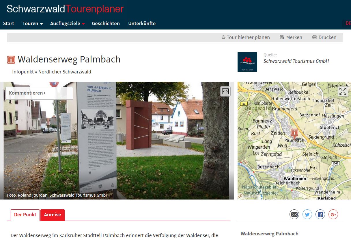 Schwarzwald-Tourenplaner Waldenserweg Palmbach