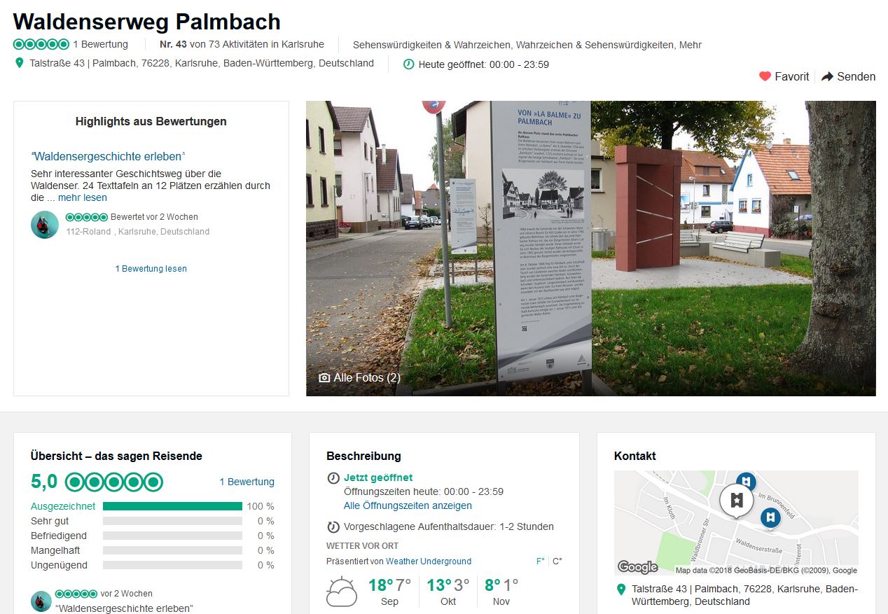 Bewerten Sie den Waldenserweg bei TripAdvisor