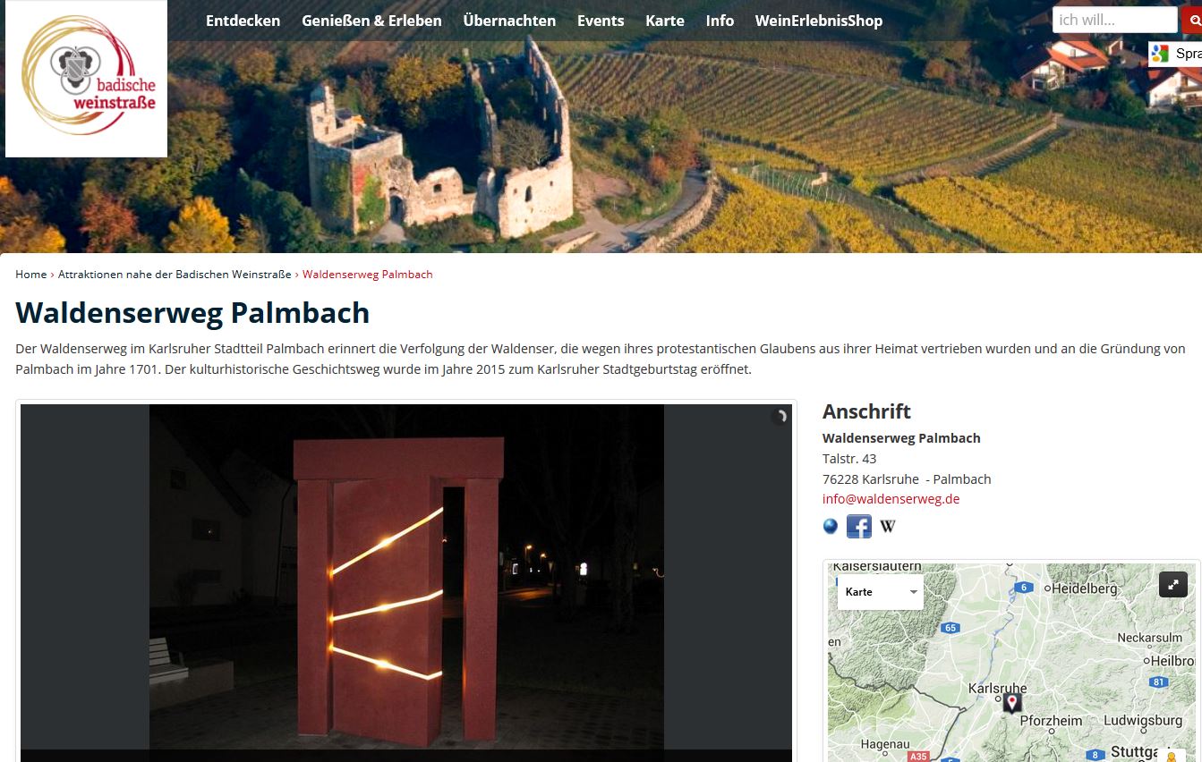 Badische Weinstarße - Waldenserweg Karlsruhe-Palmbach