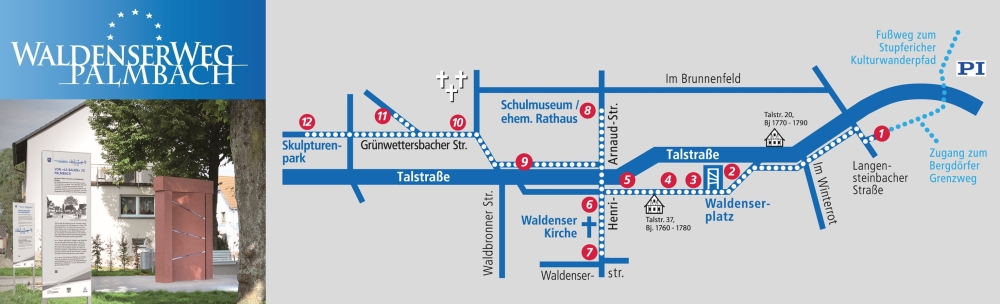 Logo Waldenserweg Palmbach mit Waldenserplatz