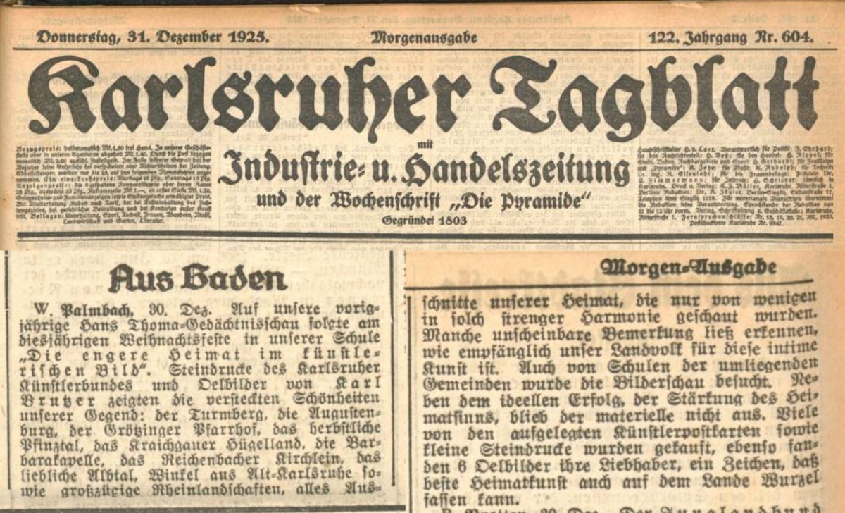 Karlsruher Tagblatt 31.12.1925 Karlsruher Tagblatt 31.12.1925