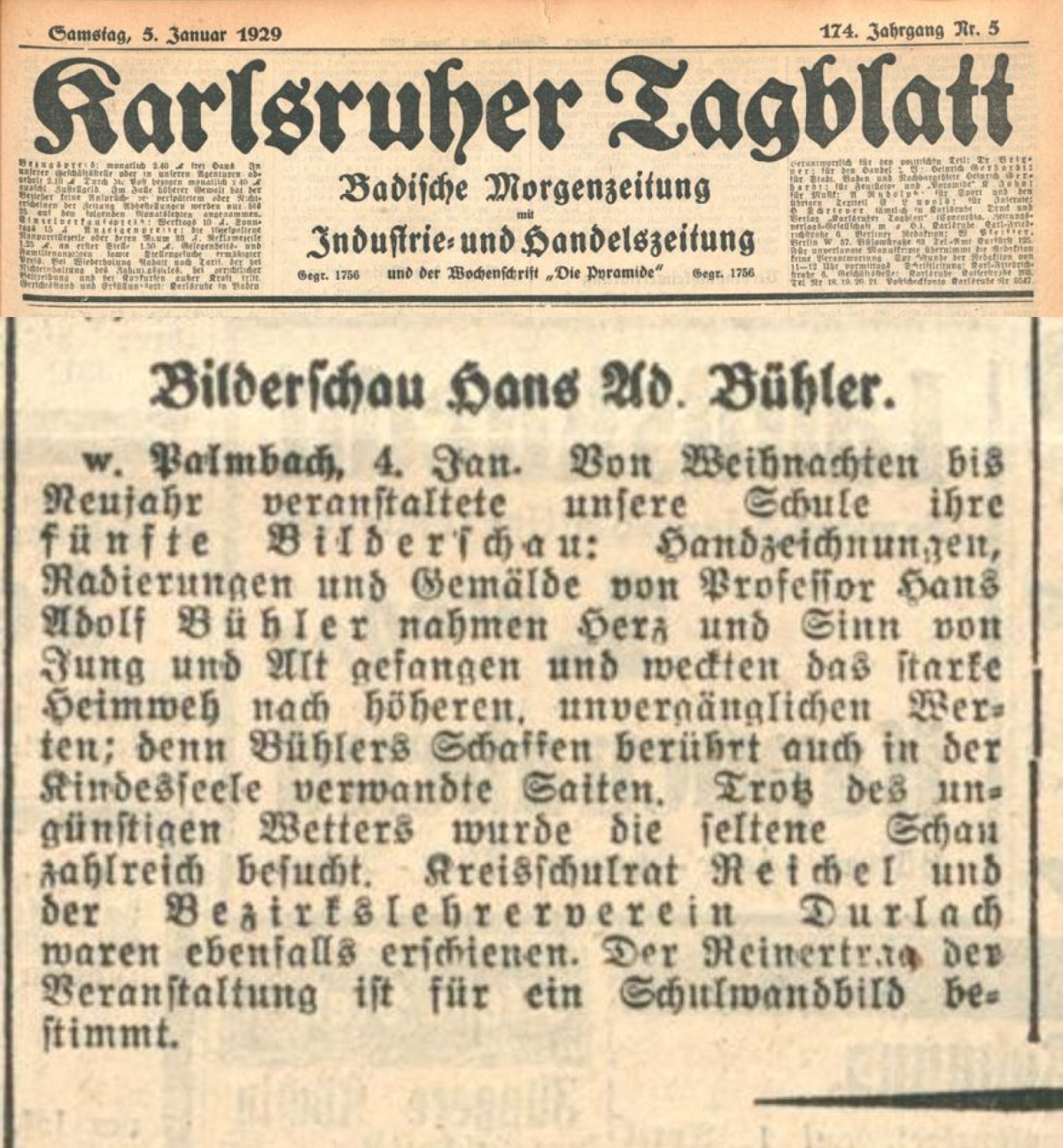 Karlsruher Tagblatt 05.01.1929 Karlsruher Tagblatt 05.01.1929