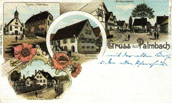 Ansichtskarte Palmbach ca. 1890 Ansichtskarte Palmbach ca. 1890