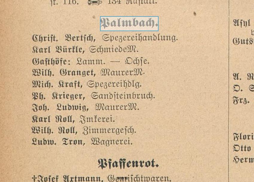 Adressbuch Palmbach 1925 Adressbuch Palmbach 1925