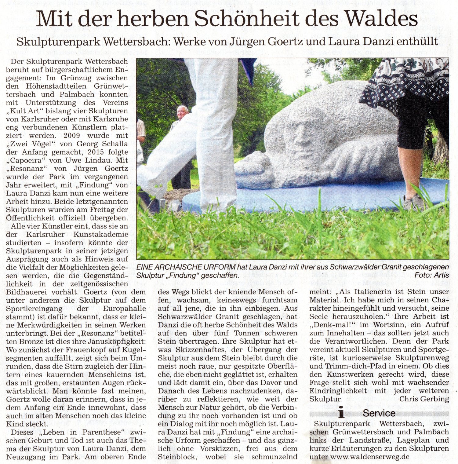 Die Skulptur „Findung“ von Laura Danzi wurde am Freitag, 15. Juni 2018  enthüllt.
