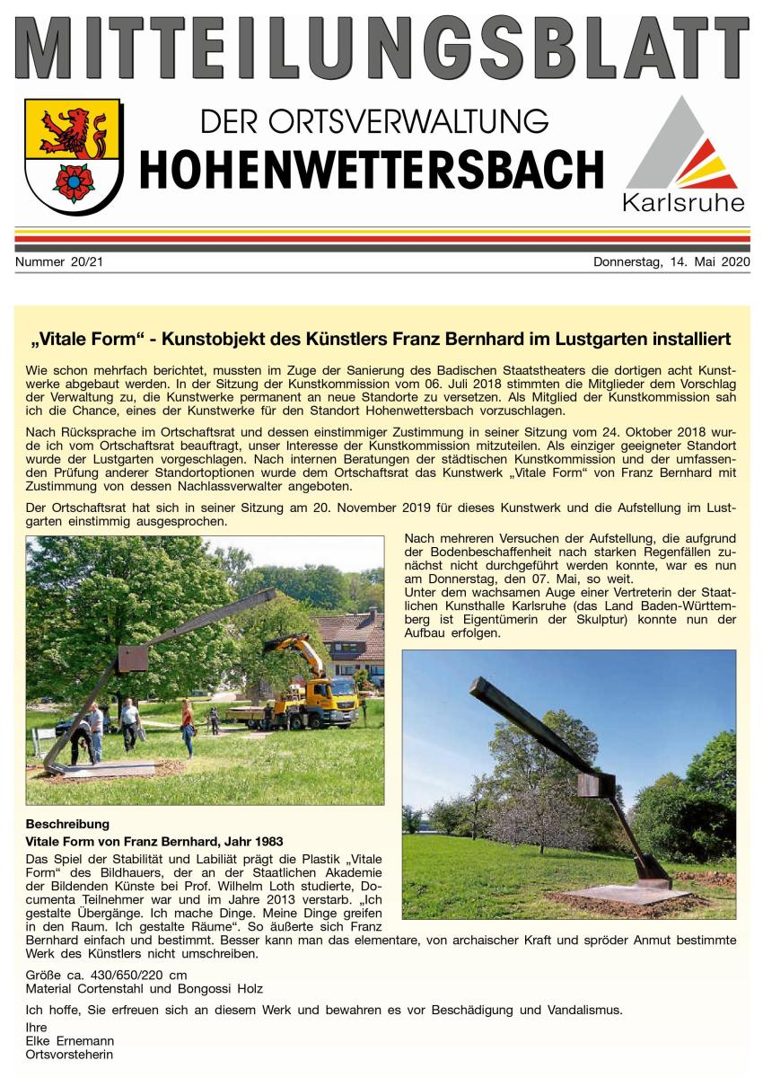 "Vitale Form" von Franz Bernhard im Lustgarten Hohenwettersbach