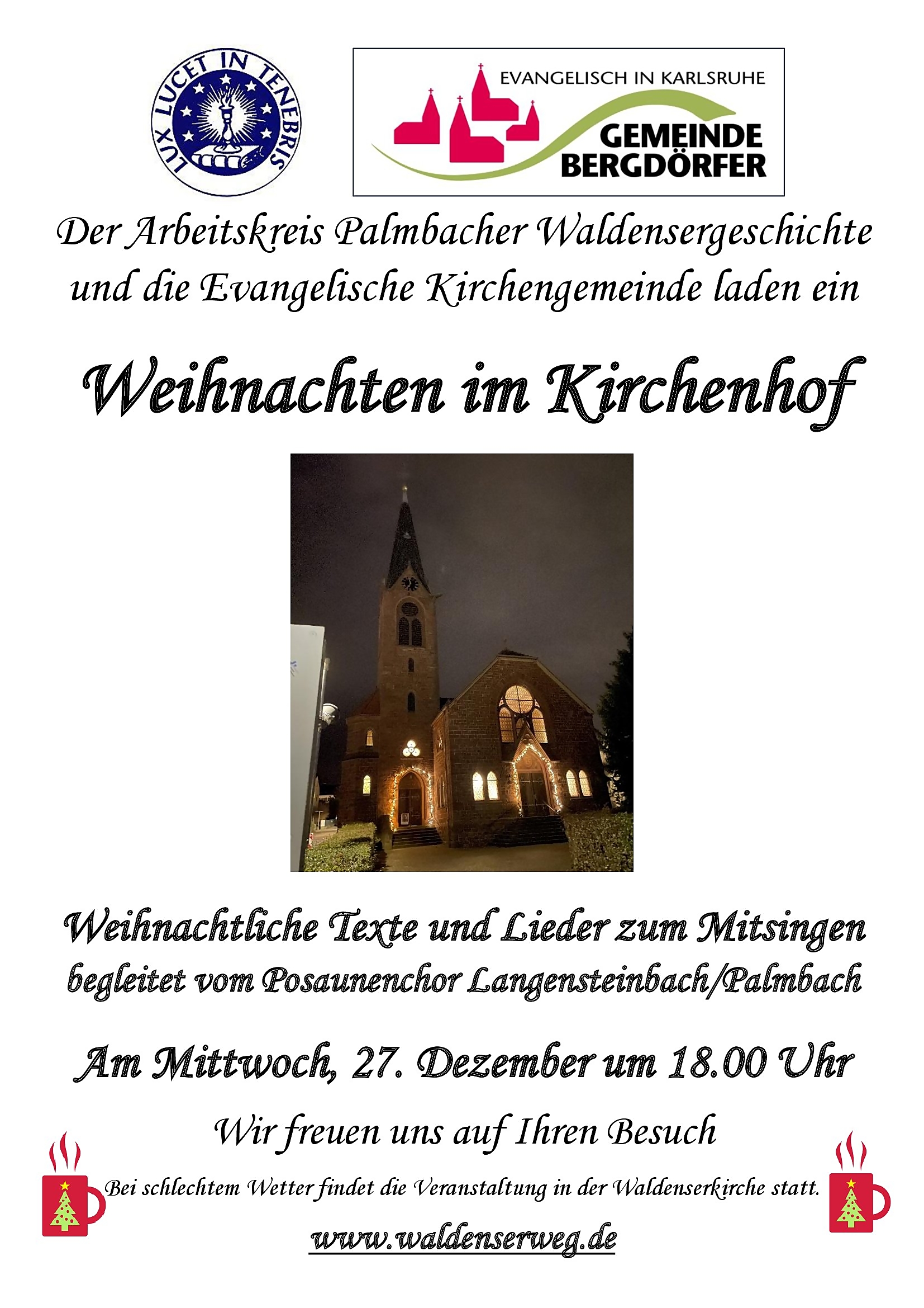 Weihnachtssingen 2023 - Waldenserkirche Palmbach Weihnachtssingen 2023 - Waldenserkirche Palmbach
