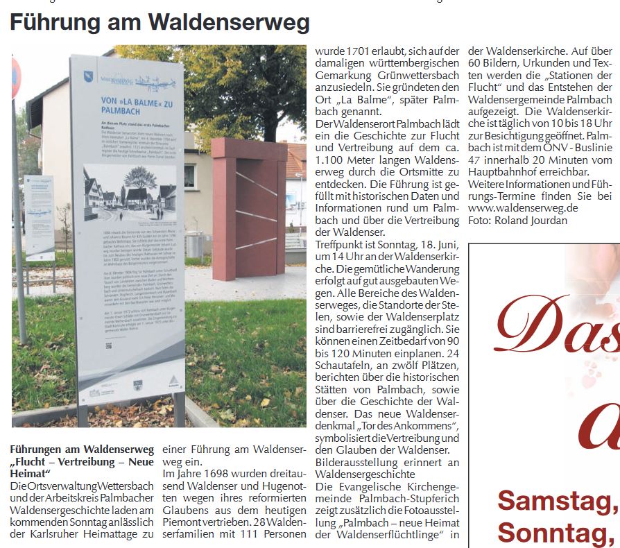 Durlacher Blatt - Waldenserweg Palmbach
