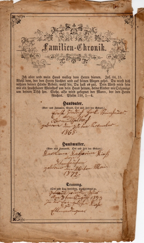 Familienbuch - Familienchronik Familienbuch - Familienchronik
