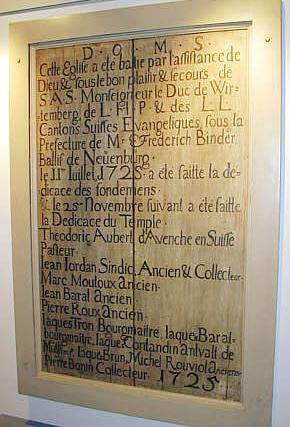 Holztafel aus 1725