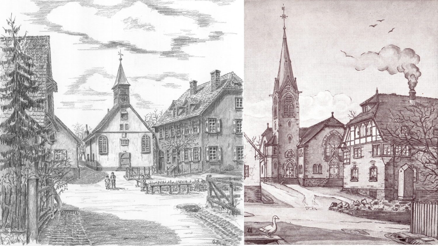 Erste Kirche 1725 und Waldenserkirche gebaut 1906