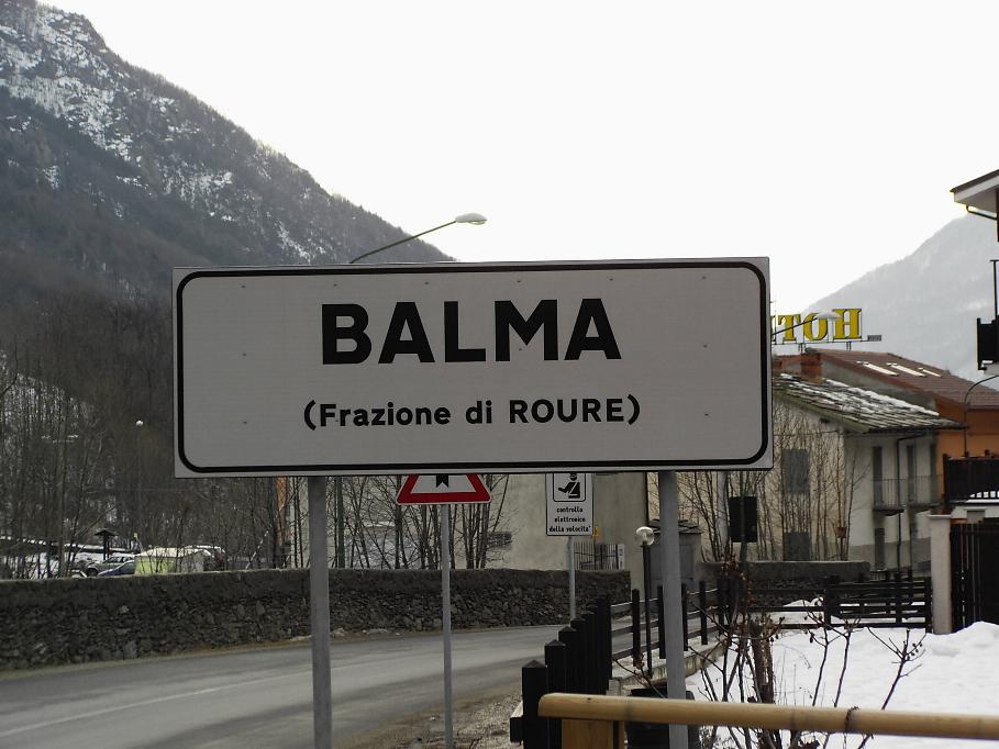 Ortsschild Balma, Piemont, früher La Balme